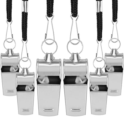 BENACES Metal Whistle, Whistles for Adults with Lanyard, 6 Pack Coaches Sport Whistle, Teacher Whistle, Referee Whistle, Suitable for Coaching/Refereeing/Athletic Training/Pet Training
