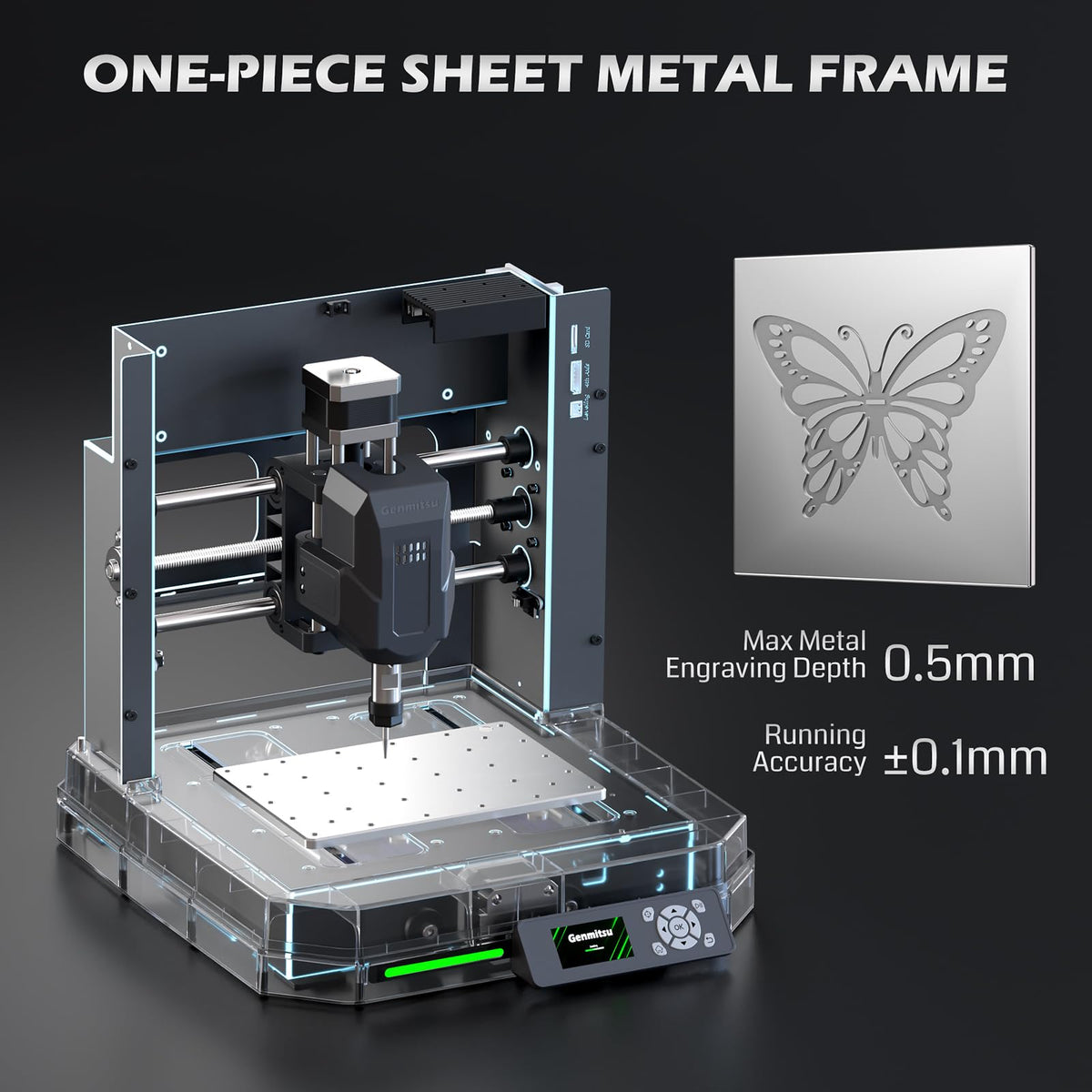 Genmitsu Cubiko CNC Router Machine with Enclosure, PCB Milling Machine, Smart Desktop CNC with Auto Z-Probing, WiFi & APP Supported, Great for Polishing, Drawing, Woodworking