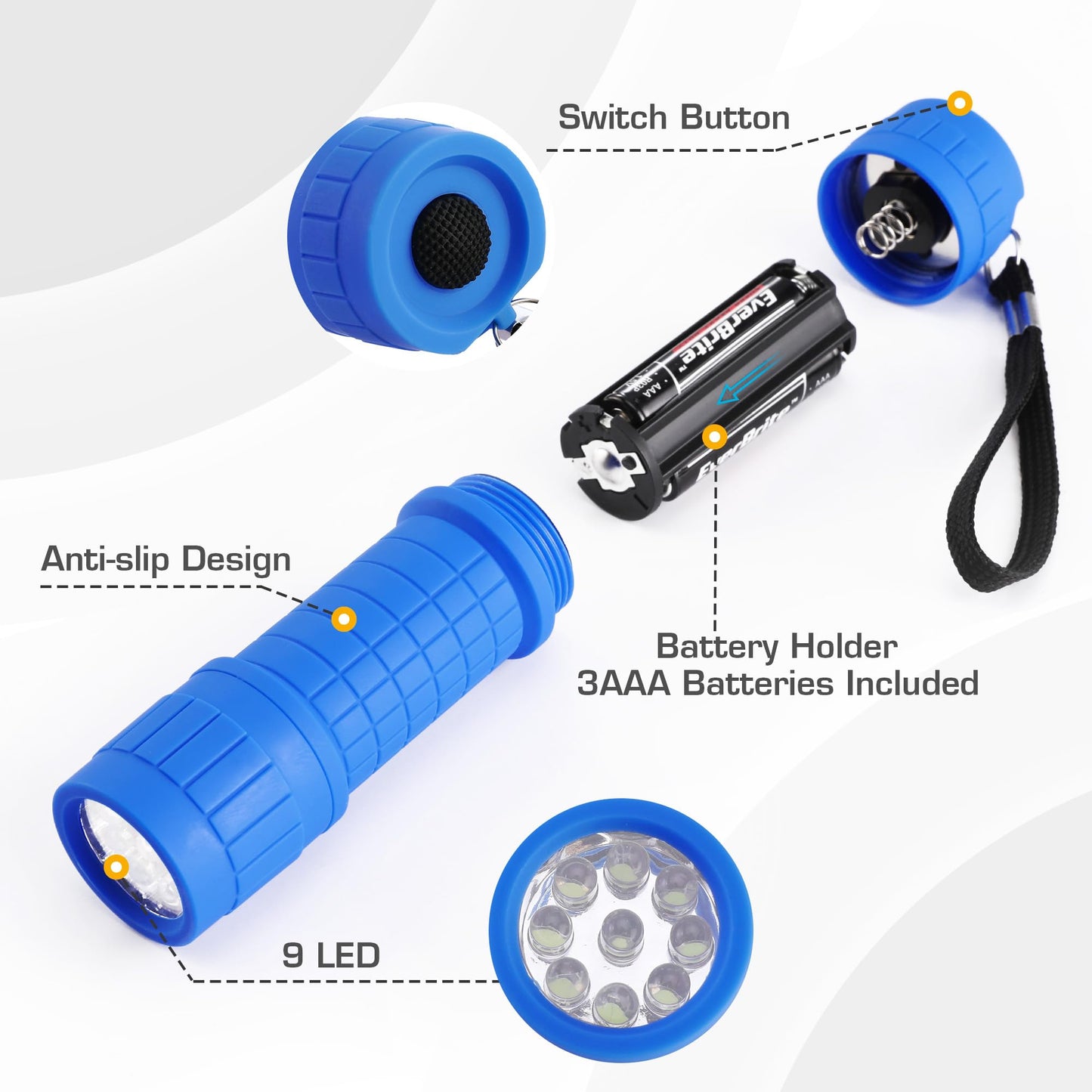 EverBrite 6-Pack Mini LED Torches, Colorful Pocket Torches, Ideal Camping Hiking Outdoor Party, Includes Batteries