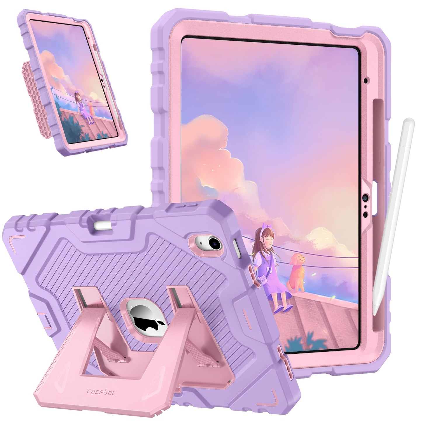 FINTIE Kids Case for iPad (A16) 11th Generation 11 Inch (2025), iPad 10th Generation 10.9 Inch (2022), Fully-Body Rugged Heavy Duty Shockproof Kiddie Case Built-in Stand for Boys & Girls, Purple
