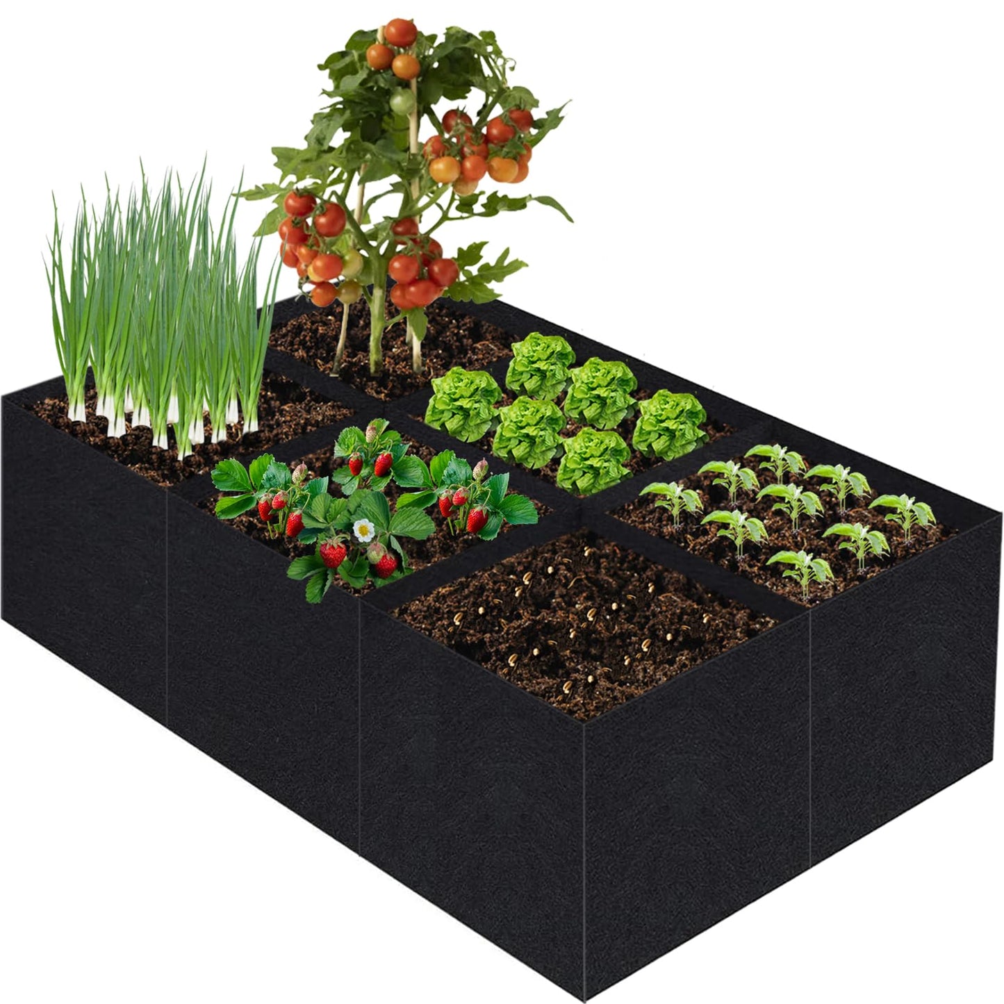 Linksandt Grow Bags, Fabric Raised Garden Bed for Vegetable Herbs Gardening, 57 Gallon Fabric Planting Bags Pots Indoor Outdoor, 4x2x1ft