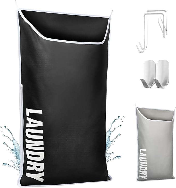 Hanging Laundry Hamper Bag XL 40x22", Space Saving over the Door Storage Bags