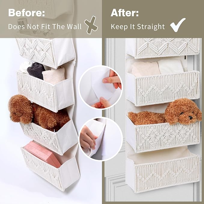 ANTIS'S HOME Over the Door Organizer Macrame Boho Nursery Storage