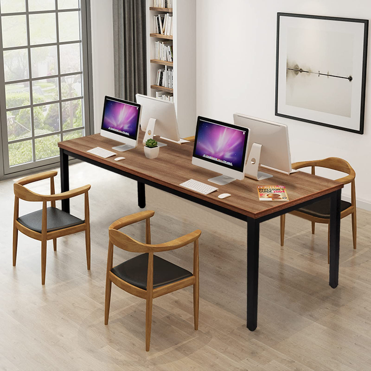 BIBOC Large Computer Desk Modern Simple Style Table 36X72 inches Office Desk Sturdy Writing Workstation Office Desk Writing for Home Office Desk Workstation Wide Metal Sturdy Frame