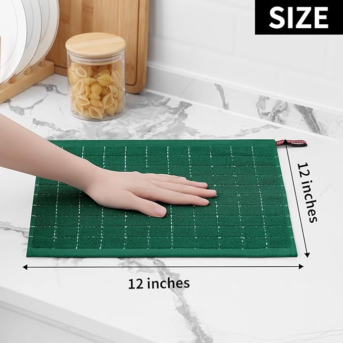 Homaxy 100% Cotton Terry Kitchen Dish Cloths, Ultra Soft and Absorbent Dish