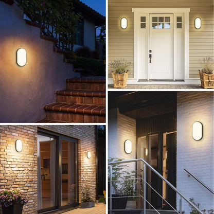 ANWIO 14W Outside Black Led Oval Bulkhead Light,Ip54 Waterproofled Porch Sconce Lighting, Outdoor LED Wall Light,Ceiling Light,980LM,4000K Natural White Bathroom Ceiling Light,220-240V(1 Pack)