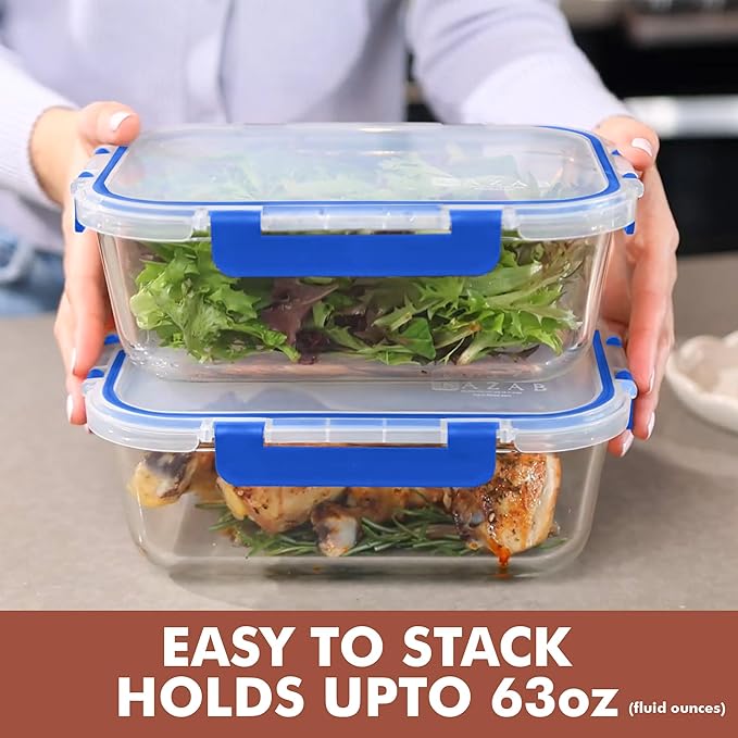 Razab 4 Pcs 1860ml / 63 Oz Large Glass Food Storage Containers