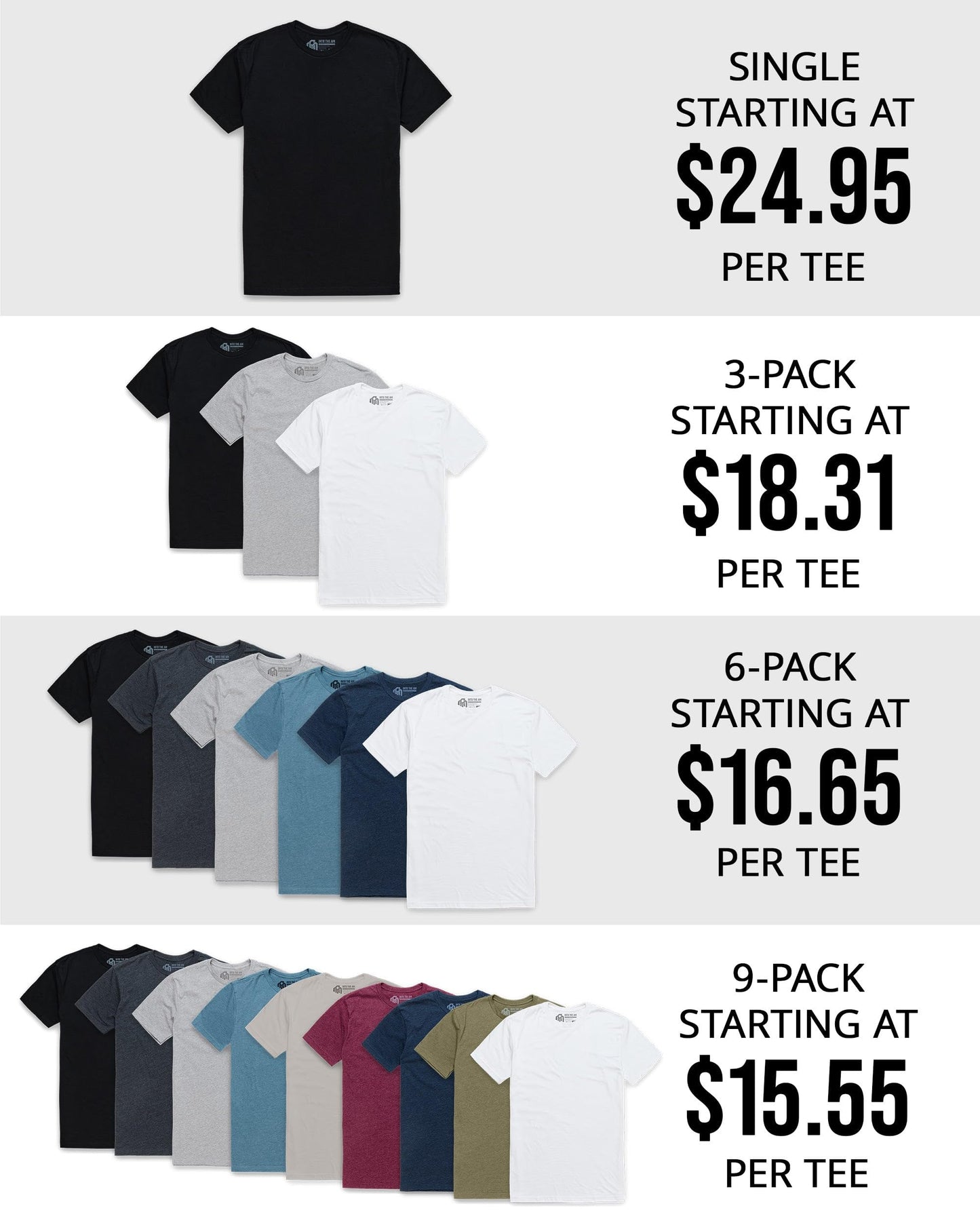 INTO THE AM Premium Men's Fitted Crew Neck Plain Essential Tees - Modern Fit Fresh Classic Short Sleeve T-Shirts for Men (Black, X-Large)