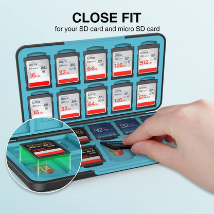 HEIYING Memory Card Case for SD/TF Cards,Portable SD Card Holder Storage Case Compatible with 20 SDXC SDHC and 20 TF Cards Slots