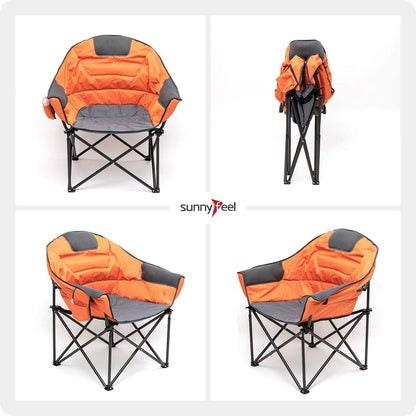 SUNNYFEEL Oversized Camping Chair Heavy Duty 500 LBS Portable Folding Chairs Orange Large Sofa Chair for Beach, Trip, Picnic, Lawn, Outdoor Camp Chair for Adults & Carry Bag