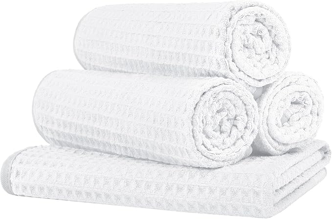 HOMEXCEL 4 Pack Premium Waffle Gym Towels, Ultra Soft Cooling Towels Highly