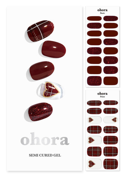 ohora Bundle Set (N Addict Starter Kit) - Red Solid Gel Nail Strips with UV/LED Lamp and Mini Remover, Salon-Quality, Long Lasting, Easy to Apply & Remove - Includes Prep Pads, Nail File, Wooden Stick