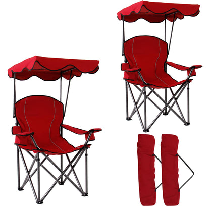 LET'S CAMP Camp Chair with Shade Canopy Folding Camping Recliner Chair with Carry Bag for Outdoor Camping Hiking Beach, Heavy Duty 350 LBS