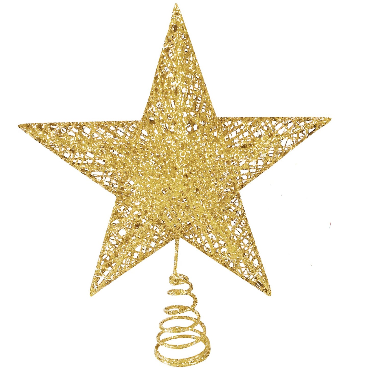 Christmas Tree Star Topper, Metal Xmas Tree Topper Star Christmas Decoration Glittered Tree-top Star for Festive Christmas Decor Holiday Ornament or Home Decor (Gold, 6 inch)