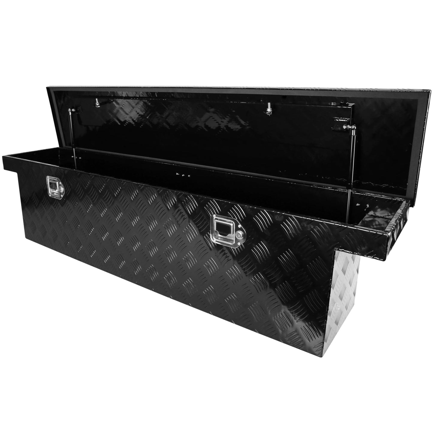 SPOFLYINN 60 Inch Heavy Duty Aluminum Stripes Plated Tool Box Waterproof Storage Toolbox with Lock for RV ATV Trailer Truck 60.2 inches