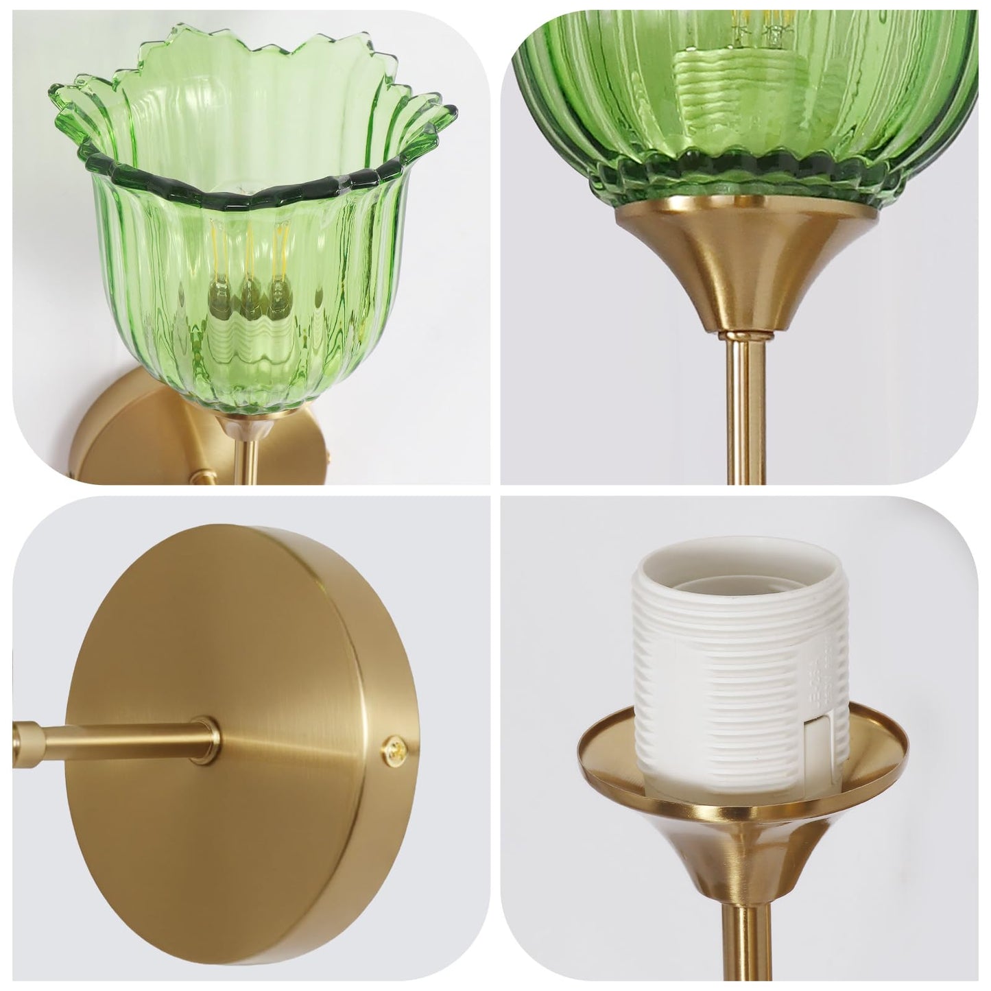Blooming Rose Wall Sconce Set of 2, Medieval Retro & Modern Style Gold-Plated Wall Sconce with E26 Base (Bulbs Not Included) Wall Lamp for Bathroom Bedroom Kitchen Hallway Living Room Staircase Mirror