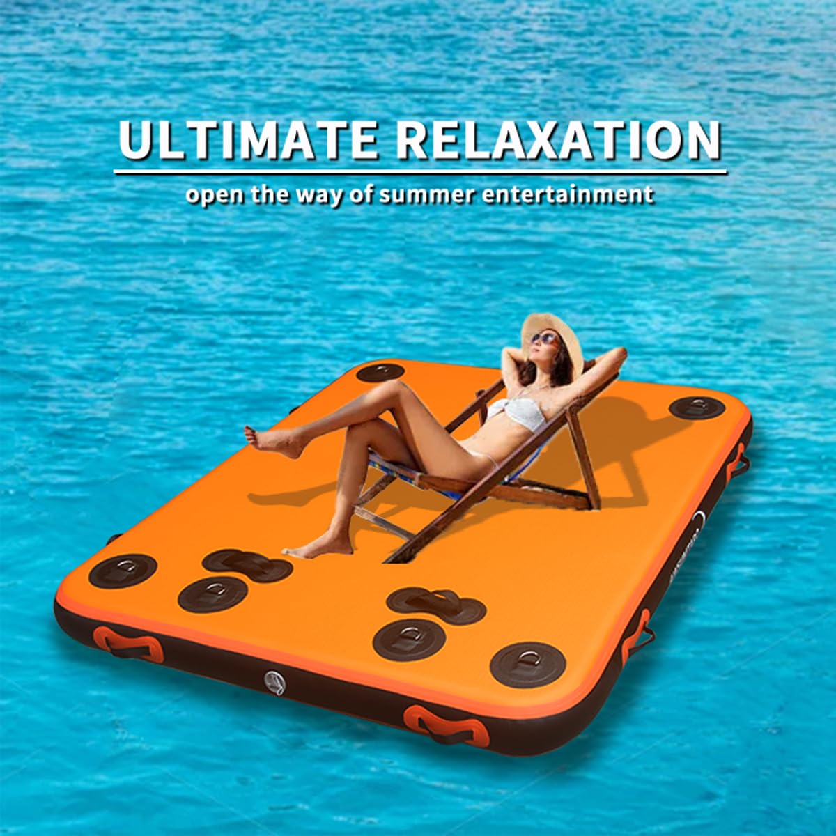 Inflatable Floating Platform，Inflatable Floating Dock，Multi-Scene Water Floating Platform，Suitable for Rivers, Lakes, seasides, Swimming Pools;