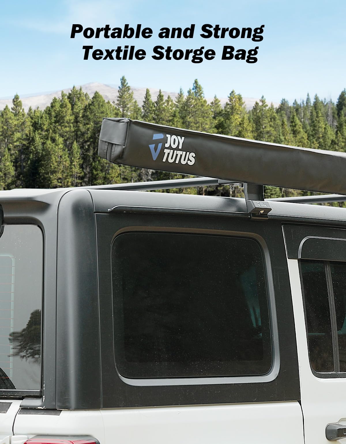 JOYTUTUS Vehicle Awning 4.6'x6.6' Roof Rack Pull-Out Sun Shade UV50+, Weatherproof 4x4 Side Awning for Camping, Car Sunshade with Adjustable Hardware, Quick Set-up, SUV/Truck/Van/Jeep