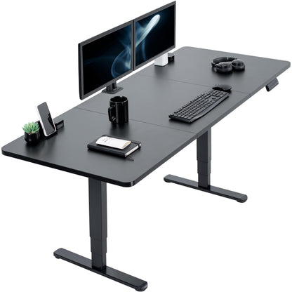 VIVO Electric 71 x 30 in Dual Motor Sit Stand Desk, Memory Height Adjustment, 2B Series, Black Top Black Frame, DESK-KIT-2B7B