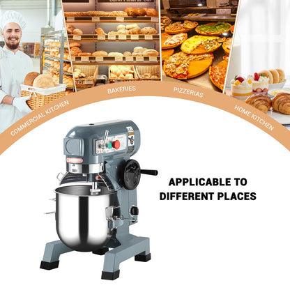 15Qt Commercial Food Mixer, 660W Commercial Stand Mixer with 3 Speeds Adjustable, Heavy Duty Electric Dough Mixer with Stainless Steel Bowl, Dough Hooks &Whisk Beater, for Bakery Pizzeria