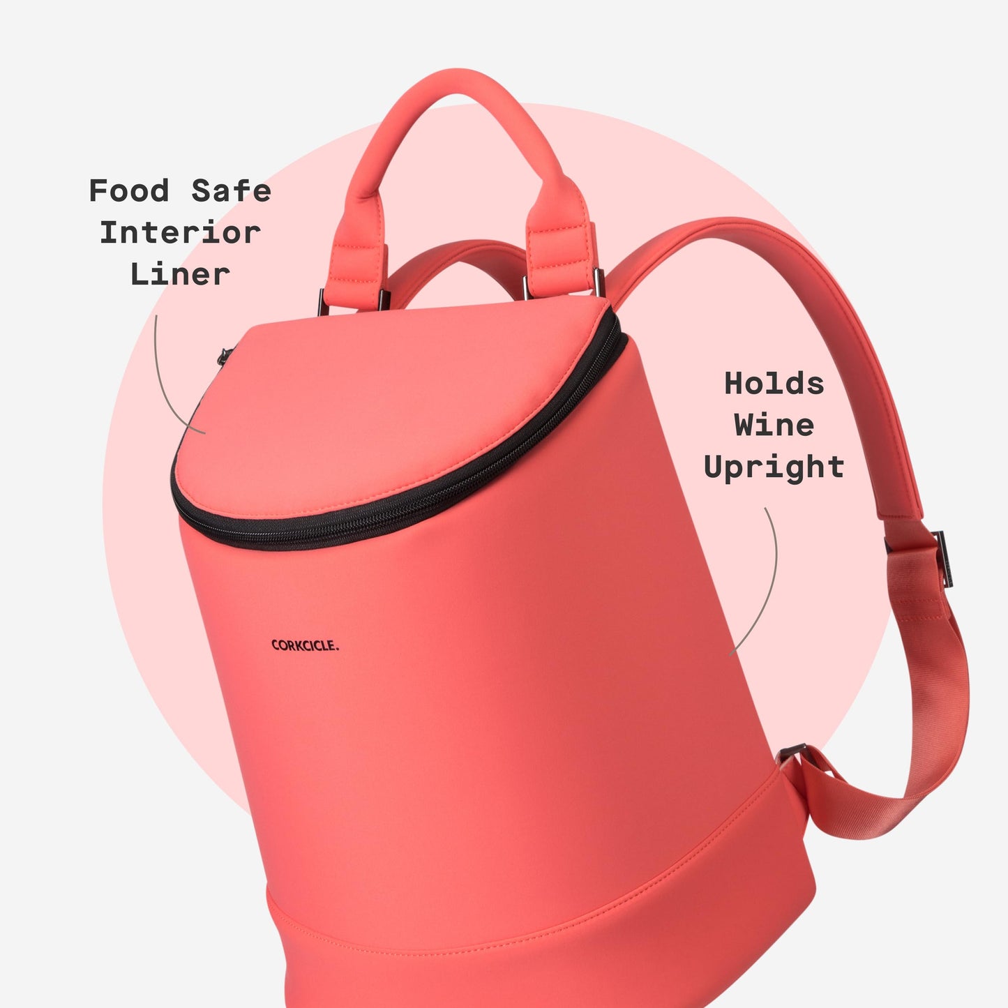 Corkcicle EOLA Cooler Backpack - Waterproof - Food Safe - Keep Drinks Ice Cold - Coral Neoprene