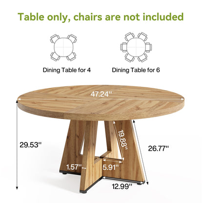 LITTLE TREE Round Dining Table for 4-6 People, 47 Inches Dining Room Table with Wooden Pedestal Base, Modern Dinner Table, Circle Kitchen Tables for Dining Room, Kitchen, Living Room(Table Only)