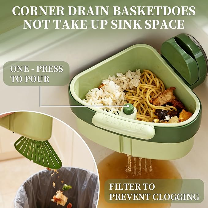 2026 New Suction Cup Sink Strainer | Corner Sink Strainer | Sinks Trash Food