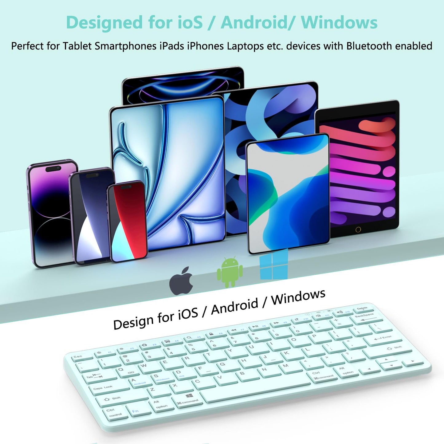 MMK Bluetooth Keyboard, Tablet Keyboard Compatible iPad 11th Generation,iPad 10th/9th/8th & Air 5th/4th, iPda Pro 13/12.9/11-Inch and Air 13/11-Inch Models and More Bluetooth-Enabled Devices-White
