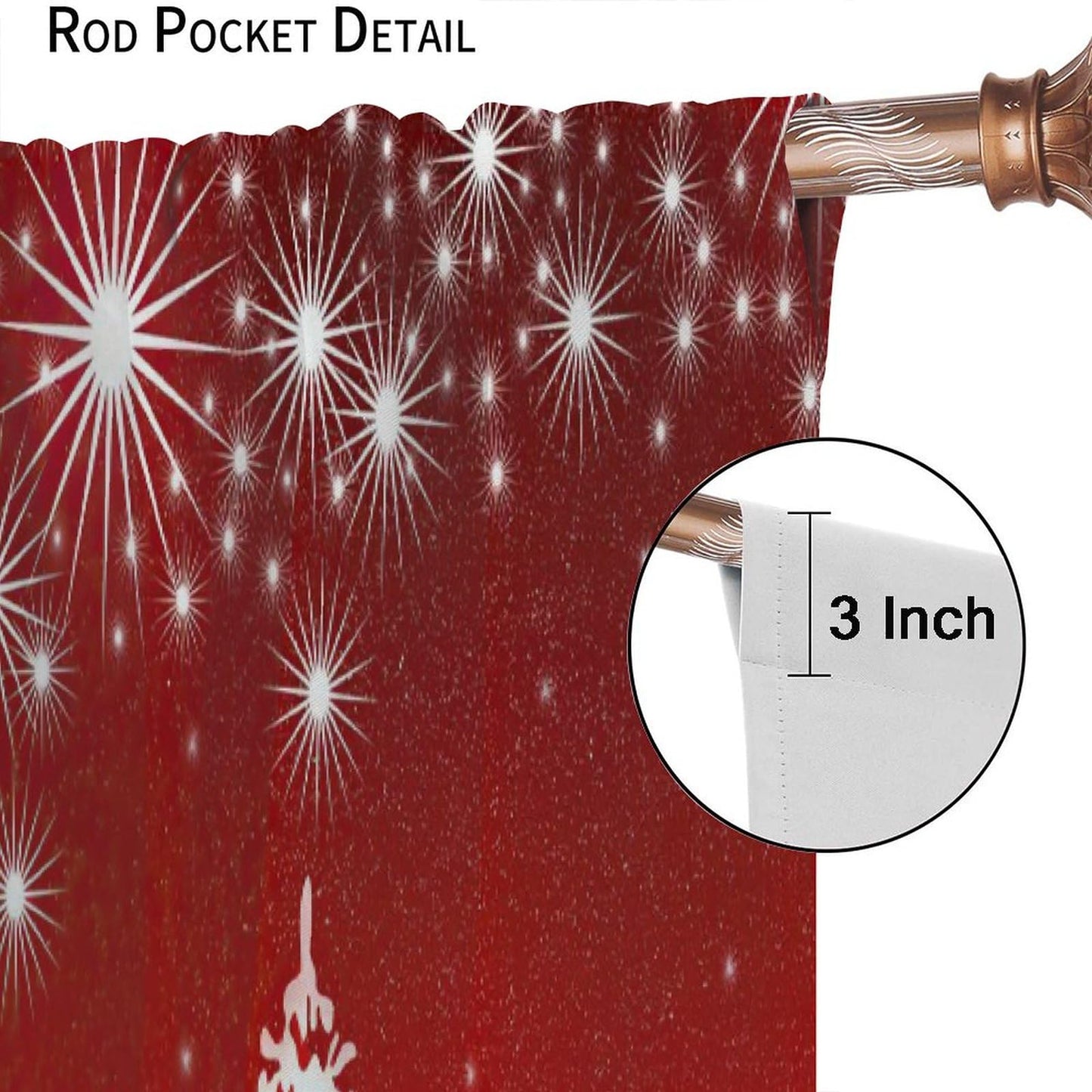ICMOLYYENLO Christmas Curtains Santa Reindeer Sleigh Christmas Winter Decorative Curtains W42x45 Inch for Kitchen Bedroom Living Room Children's Room Decorative Curtains 2 Piece Set