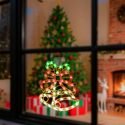 15Inch Christmas Bell Light,Bell Decoration Lights,Christmas Window Silhouette Light,Double Side Sign Lamp Decoration for Holiday Indoor Wall Door Glass Decorations
