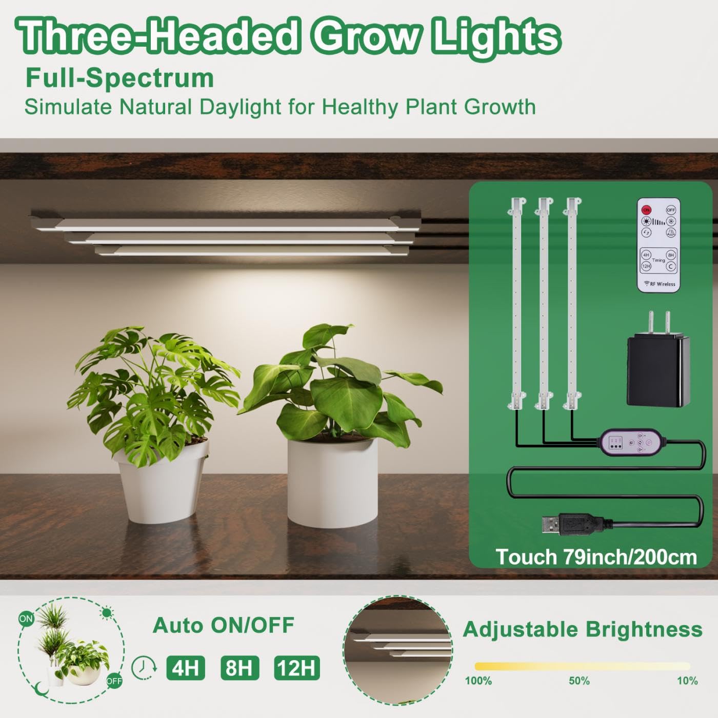 lilarofu Plant Stand Indoor with Grow Lights - 8 Tiered Tall Indoor Plant Display Shelf, 61" Corner Indoor Plants Rack, Metal Plant Flower Holder for Living Room, Patio, Balcony (Black)