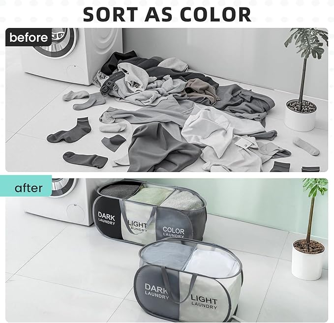 TECHMILLY Collapsible Laundry Basket Durable Pop Up Hamper