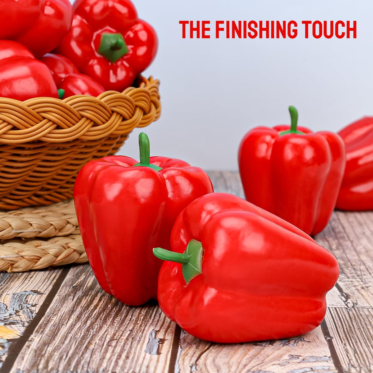 Gresorth 8pcs Artificial Big Bell Red Pepper Decoration Fake Vegetable Home Kitchen Cabinet Model