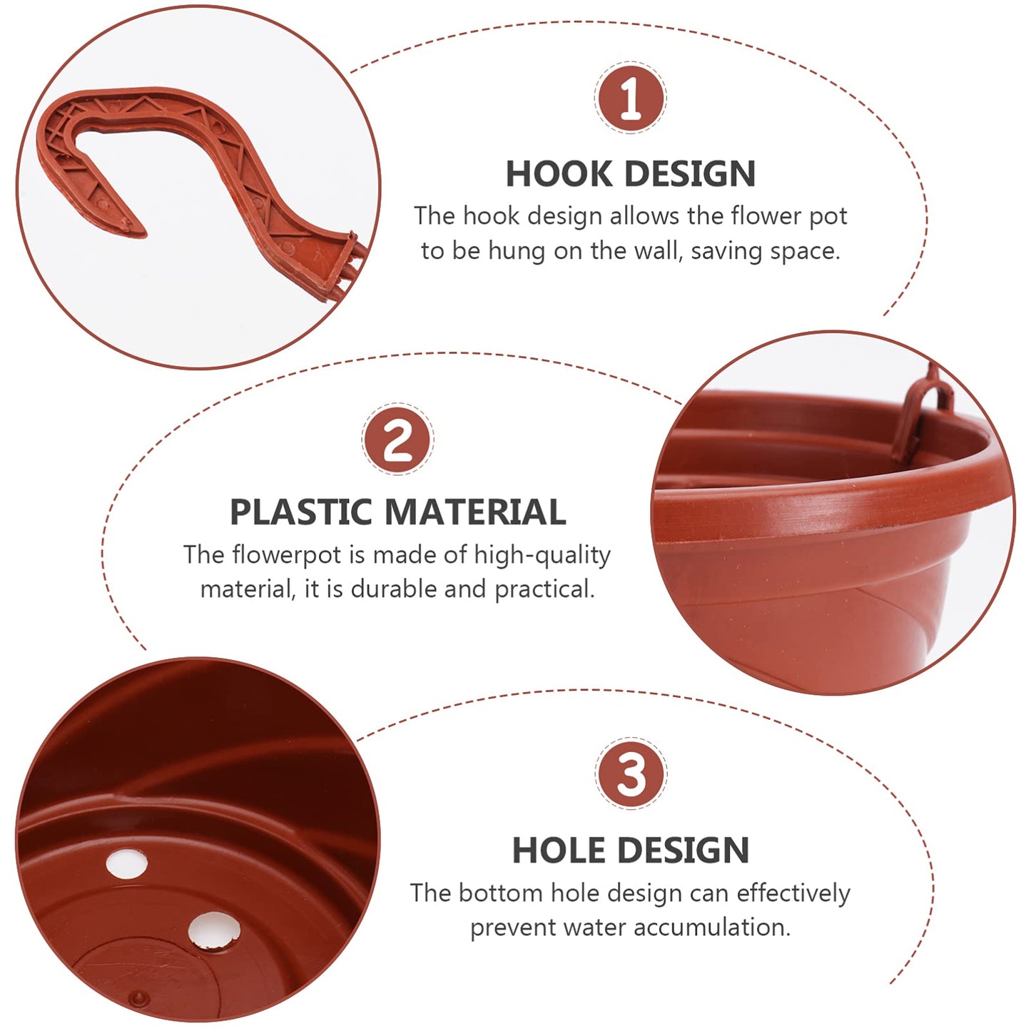 DOITOOL 10 Sets Plastic Hanging Planter Pots Small Hanging Flower Pot, Orchid Pots 6.7 Inch Chain Baskets for Outdoor Indoor Plants and Balcony Decoration (Coffee)
