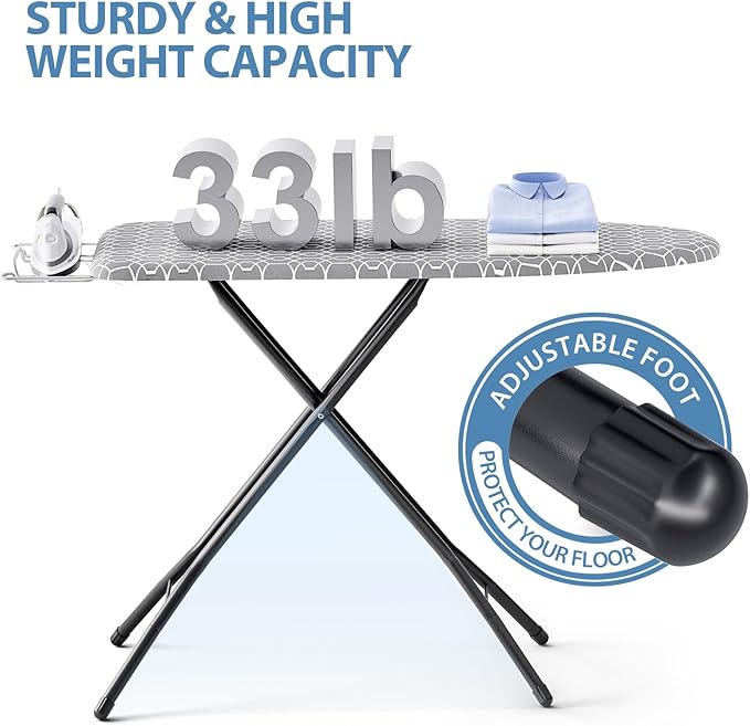 KINGBOARD Foldable Ironing Board Full Size, Iron and Ironing Board Set Standard