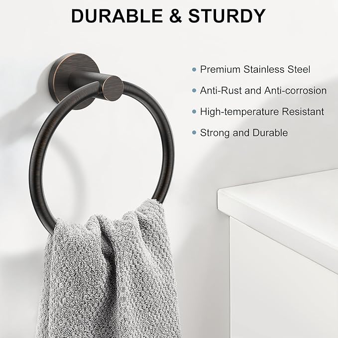 SetSail Towel Holder for Bathroom Wall Screw-in Towel Ring Stainless Steel Hand