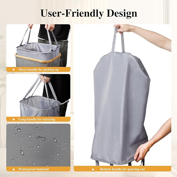 Large Laundry Hamper, 100L Waterproof Laundry Basket