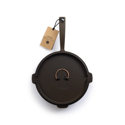 Barebones 10-Inch All-In-One Cast Iron Skillet Set- Skillet with Cast Iron Dutch Oven Style Lid - Camping Cookware Set