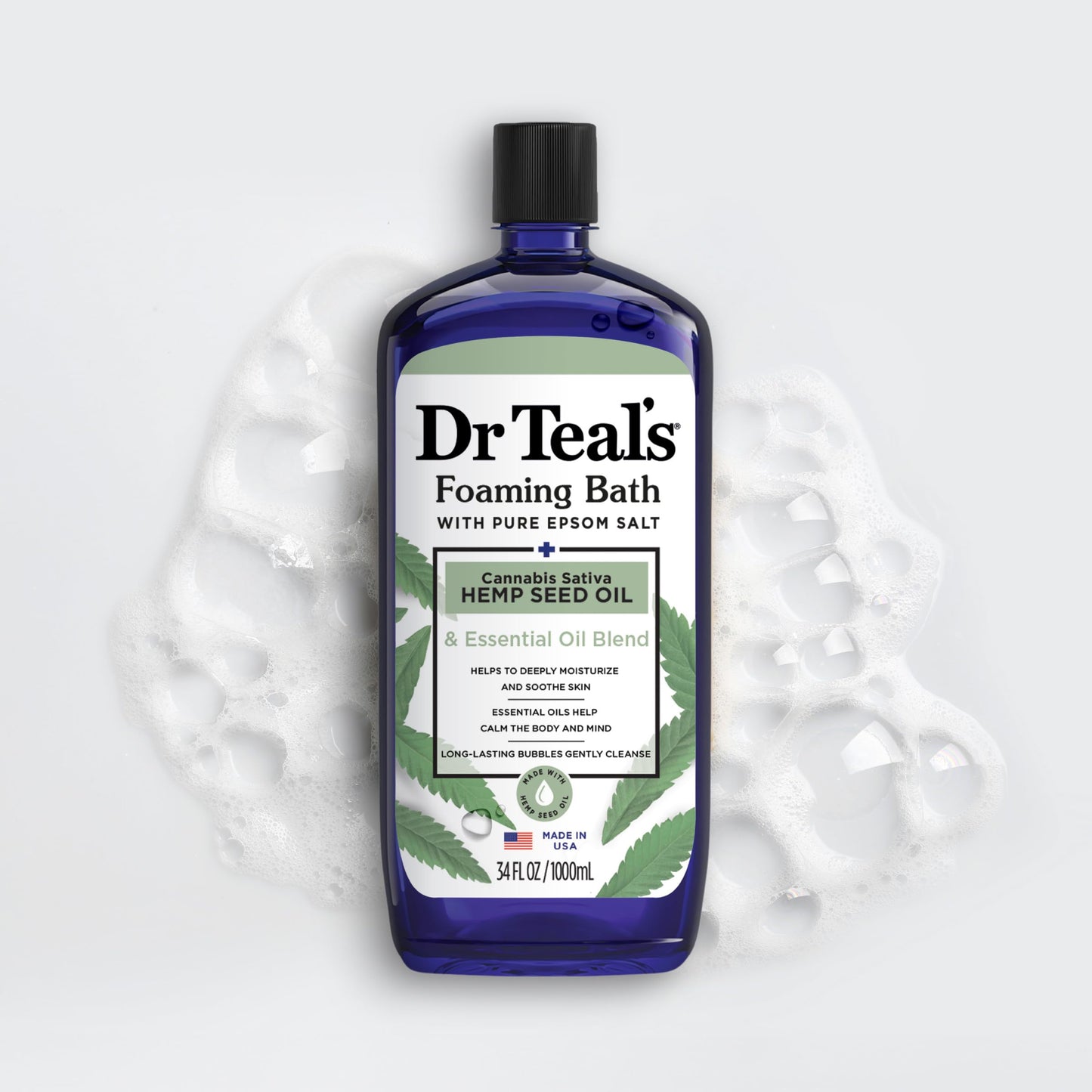 Dr Teal's Foaming Bath with Pure Epsom Salt, Relax & Relief with Eucalyptus & Spearmint, 34 fl oz (Pack of 2)