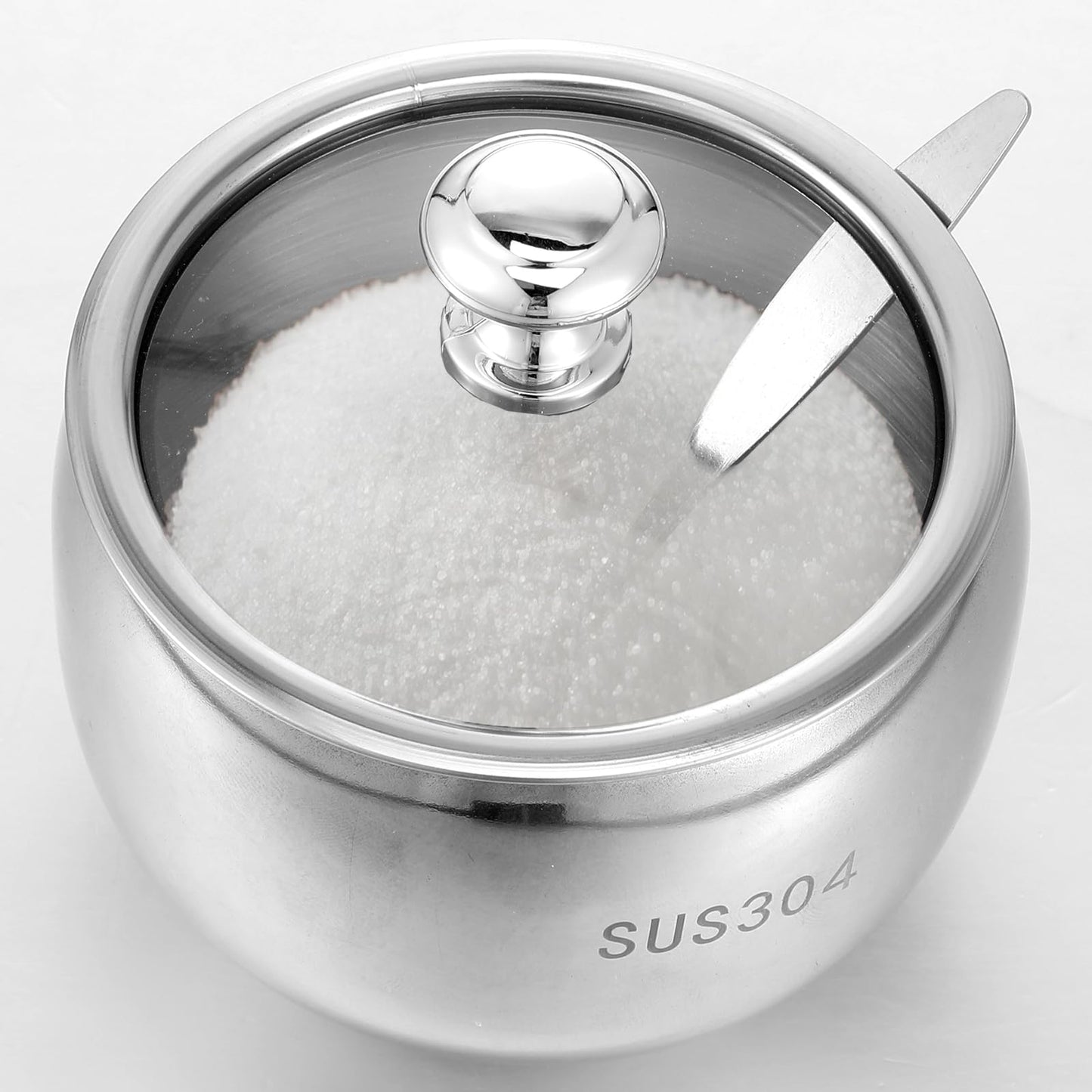 JOUTYFOR 3 Grids 304 Stainless Steel Seasoning Containers Set with Lid Spoon and Tray, Condiment Jar Spice Container, Condiment Canisters Pots for Serving Sugar, Pepper, Salt, Spice