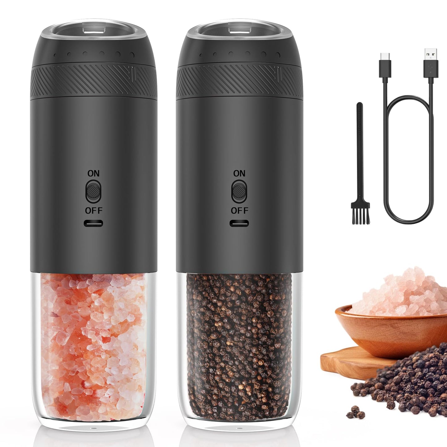 YUMCOOK Gravity Sensor Electric Salt and Pepper Grinder Set - Hands-Free Automatic Mill, One-Hand Operation, No Button Needed, Ideal for Arthritis & Weak Hands, Battery-Powered Kitchen Essentials