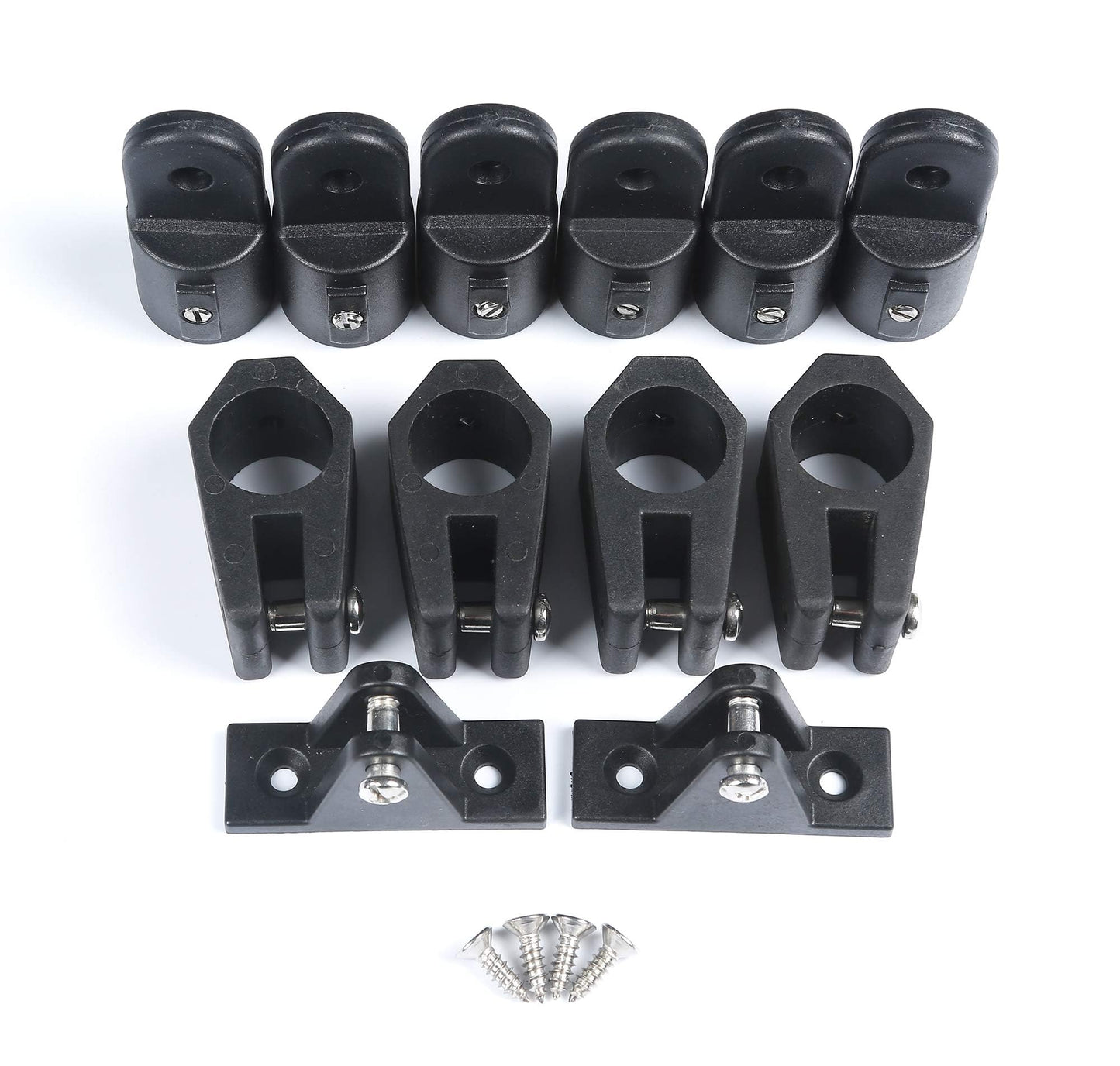 MX Boat Bimini Top Fitting Hardware Set - Nylon Kit for 7/8 Inch Tubing: Eye End Cap, Jaw Slide, Deck Hinge 12PCS
