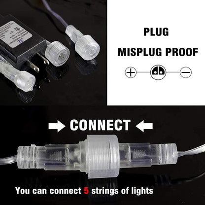 Dazzle Bright 864 LED Christmas Light, Meteor Shower Rain Lights 11.8 Inch 24 Tubes, Waterproof Plug in Falling Rain Lights Christmas Decorations for Xmas Bushes Tree Yard Party (White)