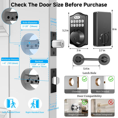 keyless Entry Door Lock deadbolt with Handle Set- Front Door Fingerprint Smart Locks with 2 Lever Handles-Keypad Code Deadbolt -App Control,Auto Lock,Easy to Install