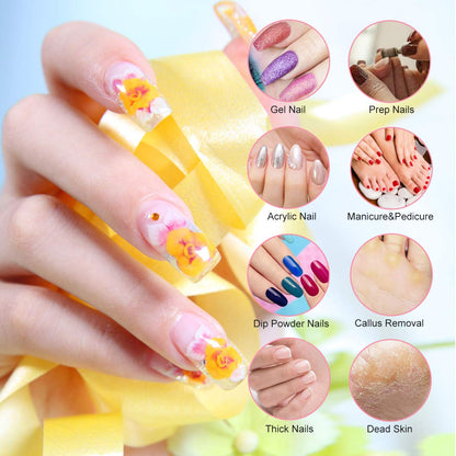 Portable Electric Nail Drill File Machine with Acrylic Nail Kit Set Professional 20000rpm Manicure Pedicure with Sanding Bands Brush for Nail Art Gel Nail Polish Tips Clippers
