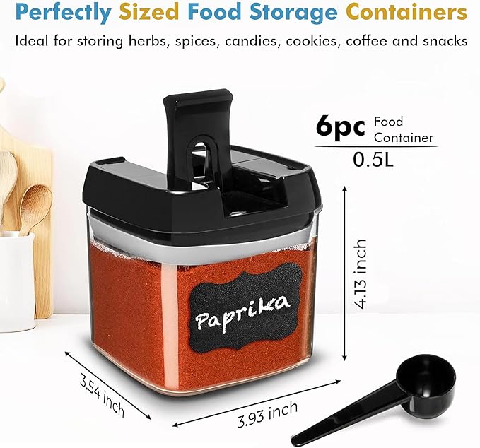 Shazo 6 PC Airtight Food Storage Containers + 6 Spoons