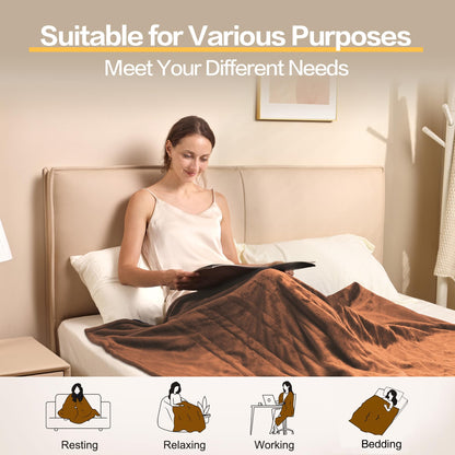 Gintao Electric Heated Blanket Throw,Double Flannel Electric Throw with 3 Heating Levels,ETL&FCC Certified, 4H Auto Off Overheat Protection,Heating Blanket for Home Office,Gifts,50"x60",Gray