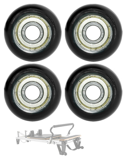 4 Pcs Replacement Roller Wheels Fit for Aero Pilates Reformer Machine, Pilates Reformer Replacement Parts, Black