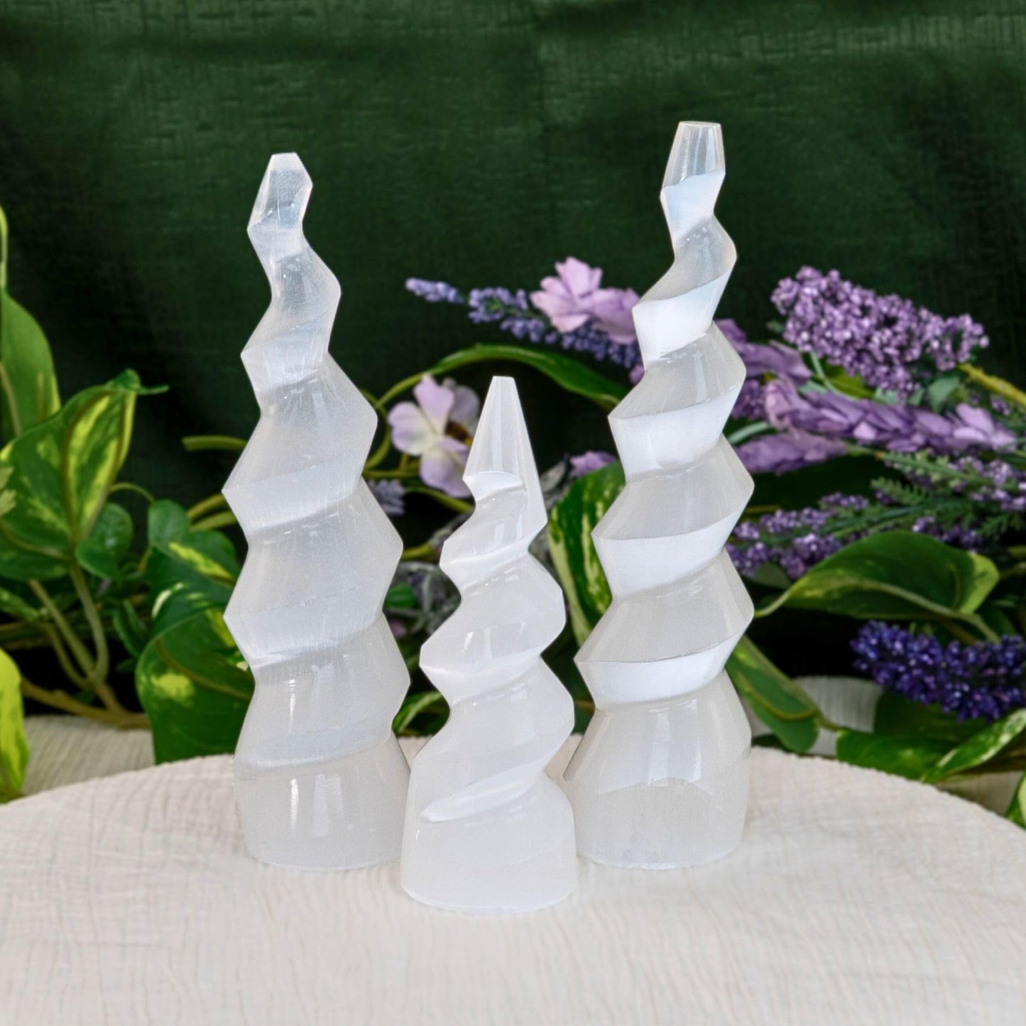 Down to Earth Selenite Iceberg Tower – Natural White Crystal for Energy Cleansing, Meditation, Reiki, Charging Stones & Home Décor – Polished Healing Crystal Tower (6" Corkscrew)