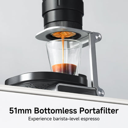 HIBREW H4C Ultra - Portable Electric Espresso Maker, 51mm Bottomless Professional Coffee Maker, USB-C Rechargeable for Ground Coffee,Compact for Camping and Travel,with Foldable Holder & Carrying Case